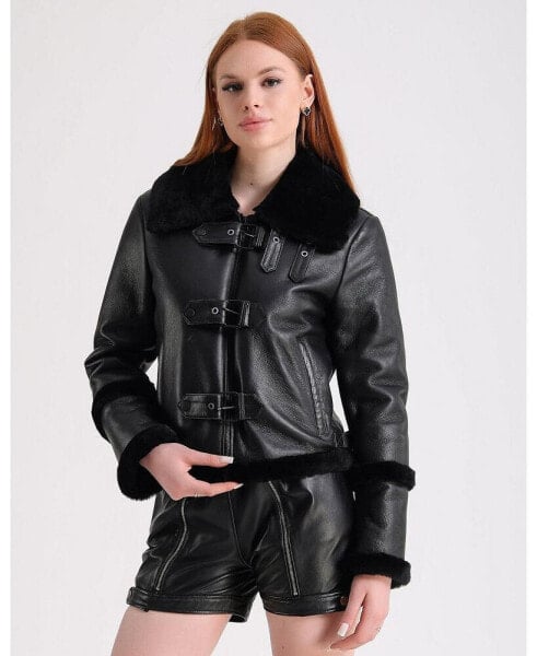 Women's Shearling Jacket, Black