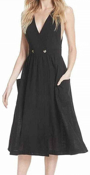 Платье Free People 171094 Womens Diana безрукавное с запахом, черного цвета, размер X-Small