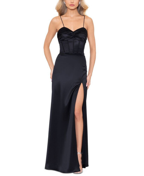 Juniors' Sweetheart-Neck Strappy-Back Dress