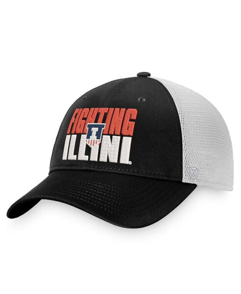 Men's Black, White Illinois Fighting Illini Stockpile Trucker Snapback Hat