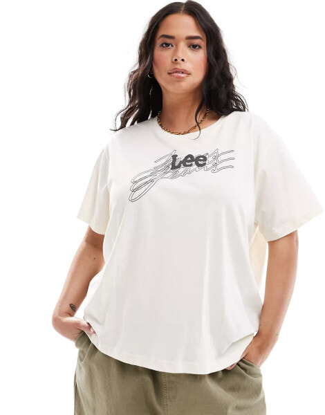 Lee plus bold logo tee in ecru