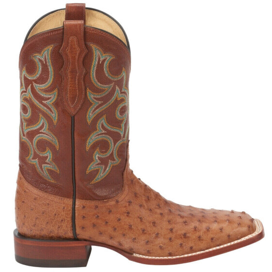 Justin Boots Truman Ostrich Square Toe Cowboy Mens Brown Casual Boots 8516
