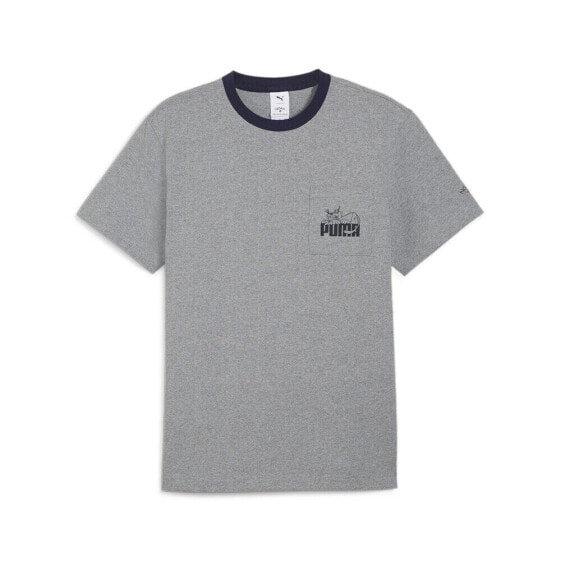 Puma Pocket Graphic Crew Neck Short Sleeve T-Shirt X Noah Mens Grey Casual Tops