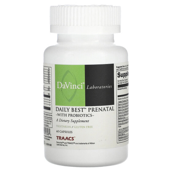 Пренатальные витамины DaVinci Laboratories of Vermont Daily Best с пробиотиками, 60 капсул