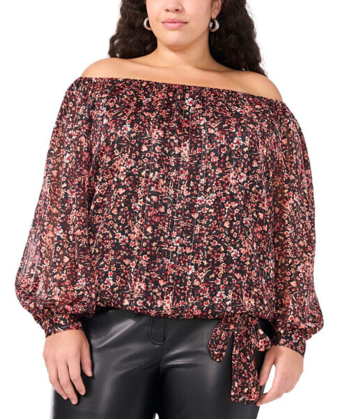 Plus Size Floral Off-The-Shoulder Top