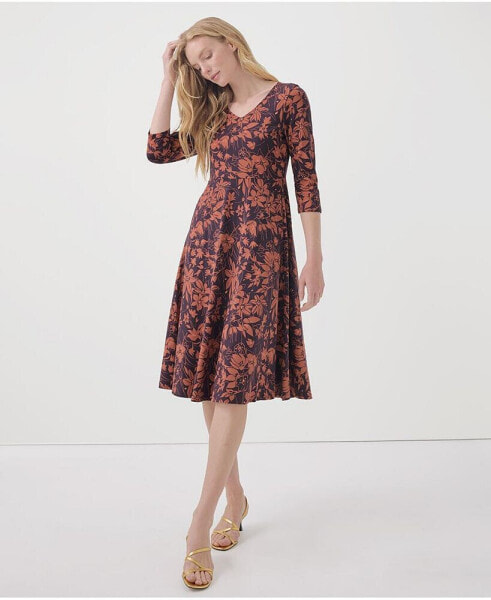 Women's Organic Cotton Fit & Flare Midi Party Dress - Shorty