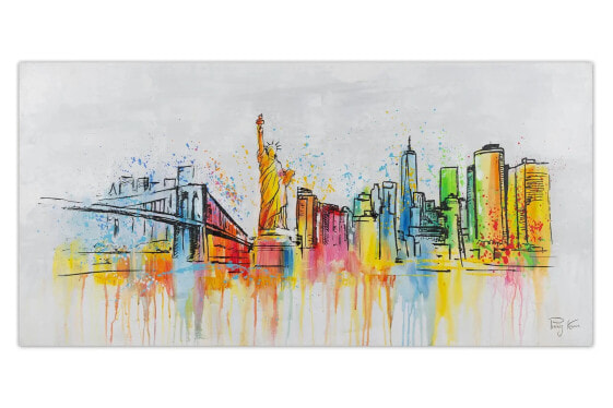 Bild gemalt New York Skyline Silhouette