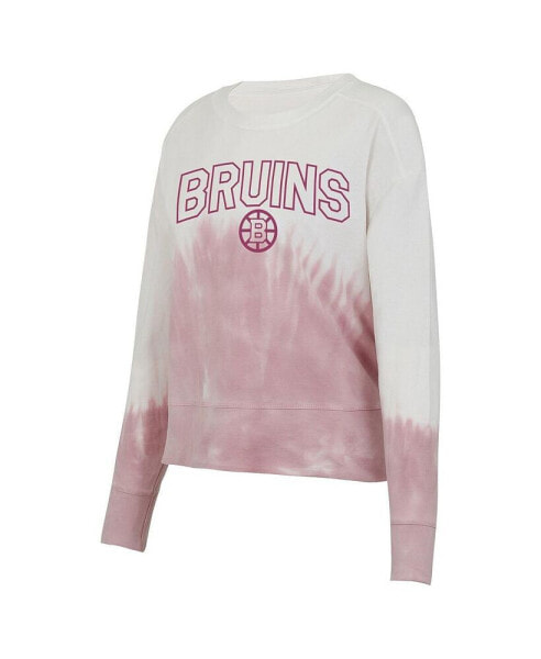 Women's Pink/White Boston Bruins Orchard Tie-Dye Long Sleeve T-Shirt