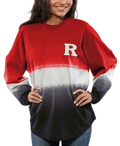 Women's Scarlet Rutgers Scarlet Knights Ombre Long Sleeve Dip-Dyed