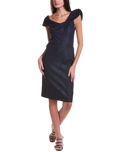 Платье Teri Jon от Rickie Freeman "Мерцающее трапецистое" Женское Синее 2