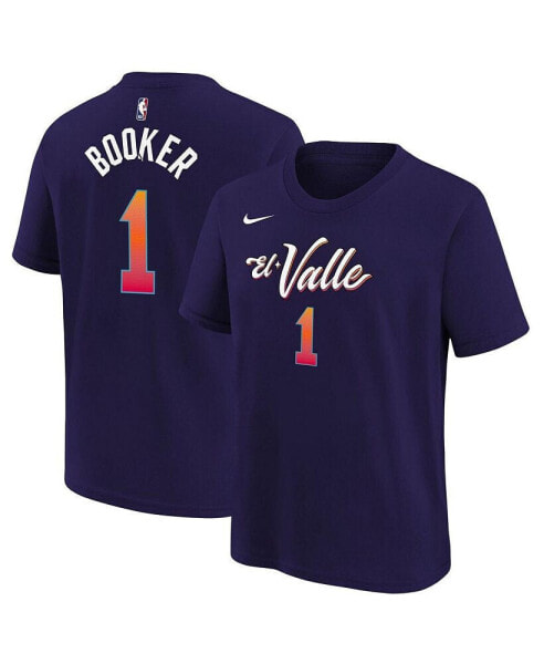 Big Boys Devin Booker Purple Phoenix Suns 2023/24 City Edition Name and Number T-shirt