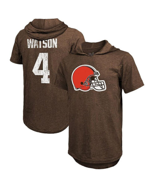 Men's Threads Deshaun Watson Brown Cleveland Browns Player Name & Number Short Sleeve Hoodie T-shirt