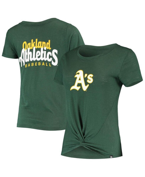 Women's Green Oakland Athletics 2-Hit Front Twist Burnout T-shirt