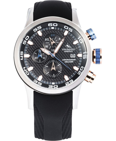 Men's Speedboat Black Silicone Performance Timepiece Watch 46mm