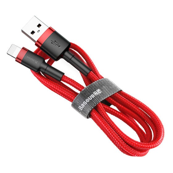 Wytrzymały elastyczny kabel przewód USB Iphone Lightning QC3.0 2.4A 1M czerwony