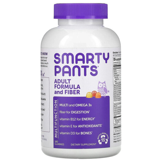 Витаминно-минеральный комплекс SMARTYPANTS Adult Formula and Fiber, Lemon, Strawberry Banana, and Orange, 180 Конфет