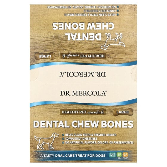 Dental Chew Bones, Large, For Dogs, 12 Bones, 2.1 oz (60 g) Each