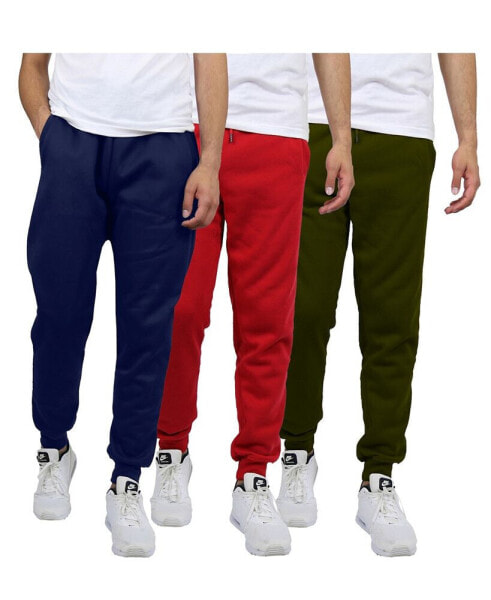 Men's Modern Fit Heavyweight Classic Fleece Jogger Sweatpants- 3 Pack