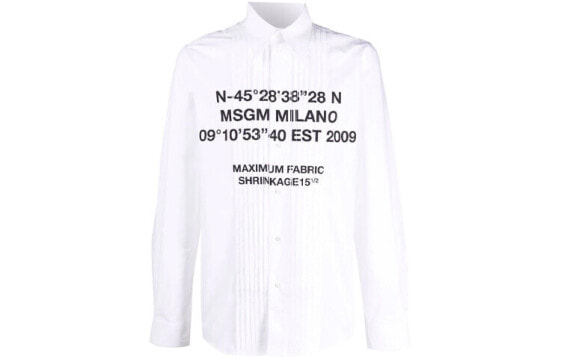 Рубашка женская MSGM FW21 с принтом буквы, застежка на пуговицу, длинный рукав, белая.