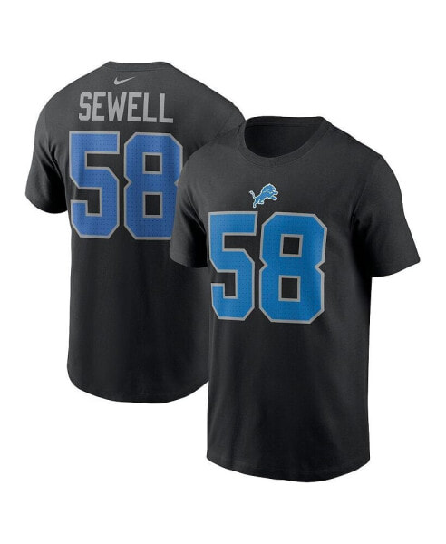 Men's Penei Sewell Black Detroit Lions Name Number T-Shirt