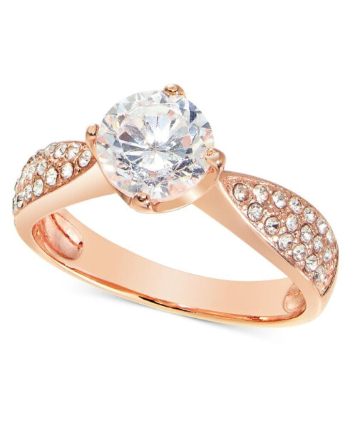 Rose Gold-Tone Pavé & Cubic Zirconia Engagement Ring, Created for Macy's