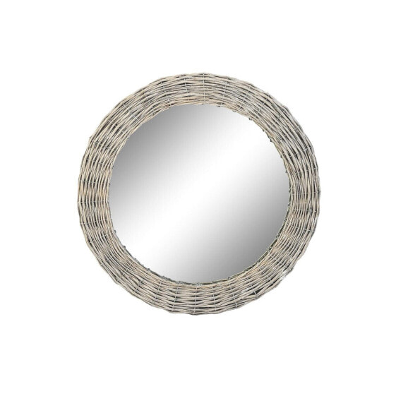 Настенное зеркало DKD Home Decor Стеклянный Серый плетеный Cottage (63 x 5 x 63 cm)