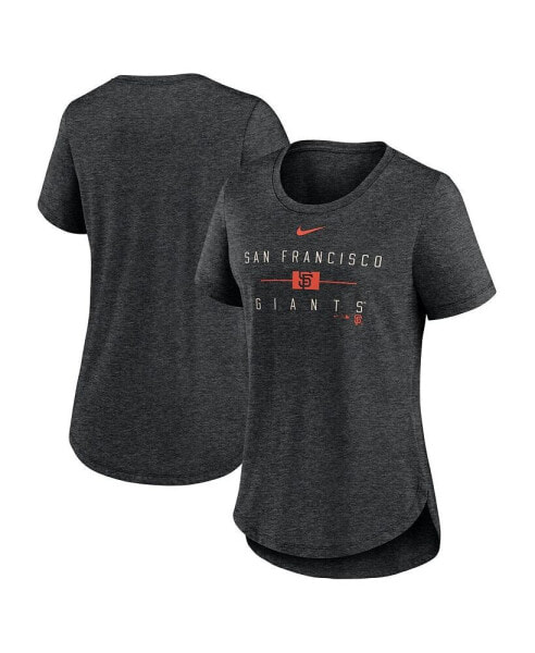 Women's Heather Black San Francisco Giants Knockout Team Stack Tri-Blend T-shirt