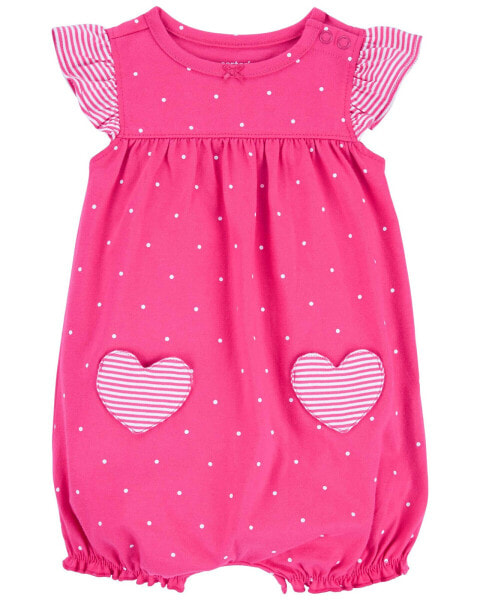 Baby Heart Pocket Cotton Romper 9M