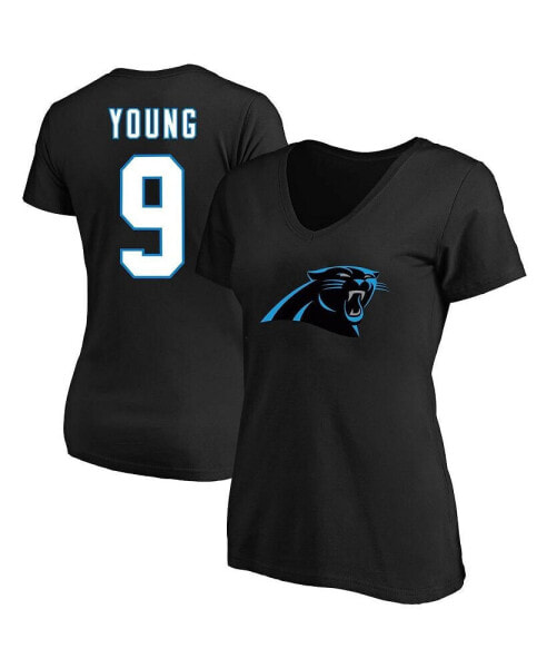 Women's Bryce Young Black Carolina Panthers Plus Size Player Name and Number V-Neck T-shirt