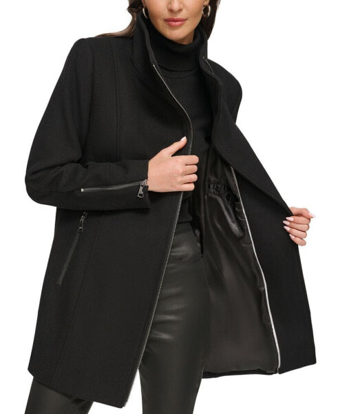 Dkny Women's Asymmetric Zipper Wool Blend Coat