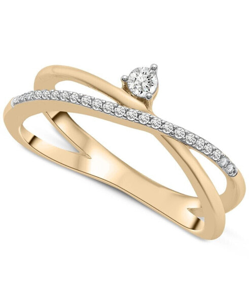 Diamond Crossover Ring (1/6 ct. t.w.) in 10k Gold, Created for Macy's