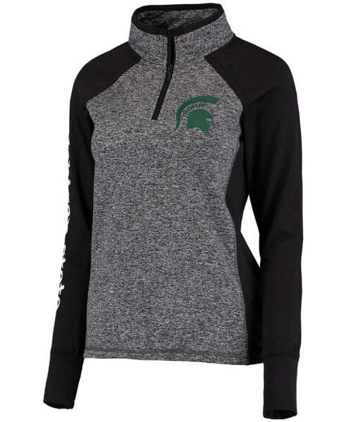 Women's Gray, Black Michigan State Spartans Finalist Quarter-Zip Pullover Jacket