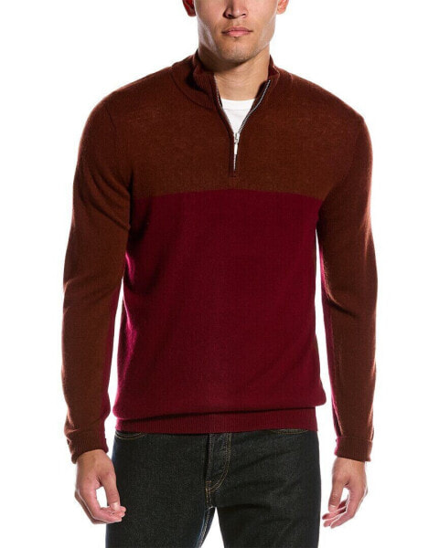 Scott & Scott London Wool & Cashmere-Blend 1/4-Zip Mock Neck Sweater Men's Brown