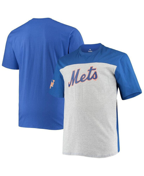 Men's Royal and Heathered Gray New York Mets Big and Tall Colorblock T-shirt
