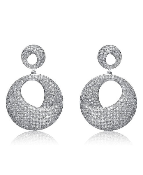 Sterling Silver Cubic Zirconia Overlap Circle Earrings