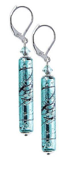 Beautiful Turquoise Love earrings with pure silver in Lampglas EPR10 pearls