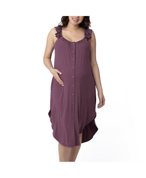 Maternity Ruffle Strap Labor & Delivery Gown