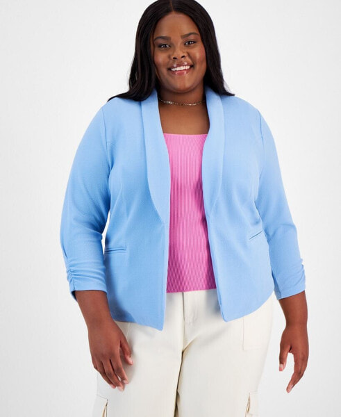 Trendy Plus Size Knit Drape-Front Blazer, Created for Macy's