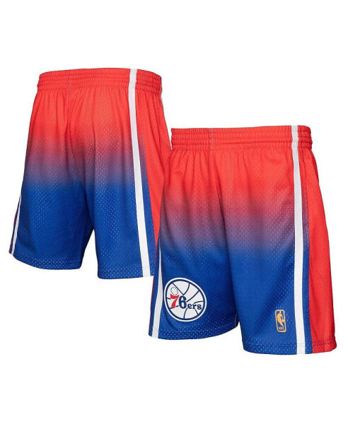 Men's Red, Royal Philadelphia 76ers 1996/97 Hardwood Classics Fadeaway Reload 3.0 Swingman Shorts