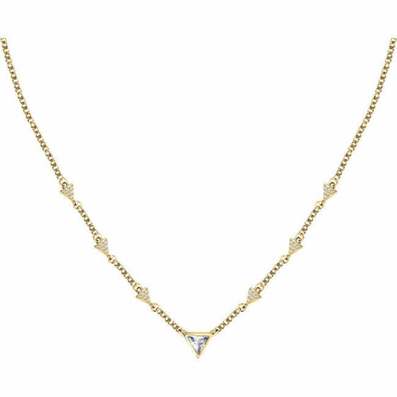 Decent Gold Plated Necklace with Trilliant Crystals SAWY01