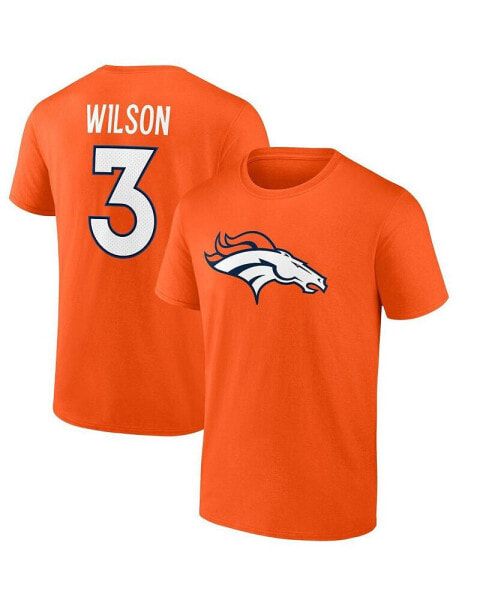 Men's Russell Wilson Orange Denver Broncos Player Icon Name and Number T-shirt