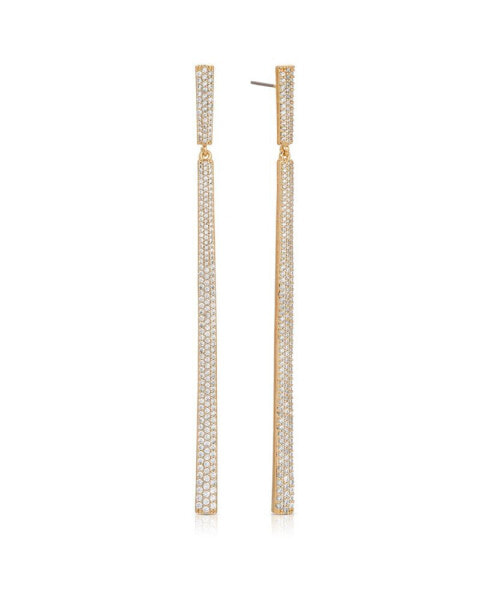 Straight Drop 18k Gold Plated Crystal Dangle Earrings