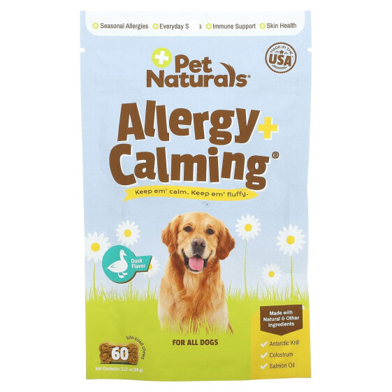 Витаминные добавки для собак Pet Naturals Allergy + Calming, Утка, 60 жевательных конфет, 90 г