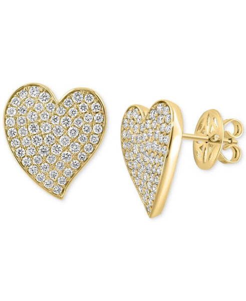 EFFY® Diamond Pavé Heart Stud Earrings (1-1/20 ct. t.w.) in 14k Gold