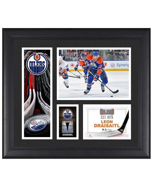 Leon Draisaitl Edmonton Oilers Framed 15" x 17" Player Collage with a Piece of Game-Used Puck