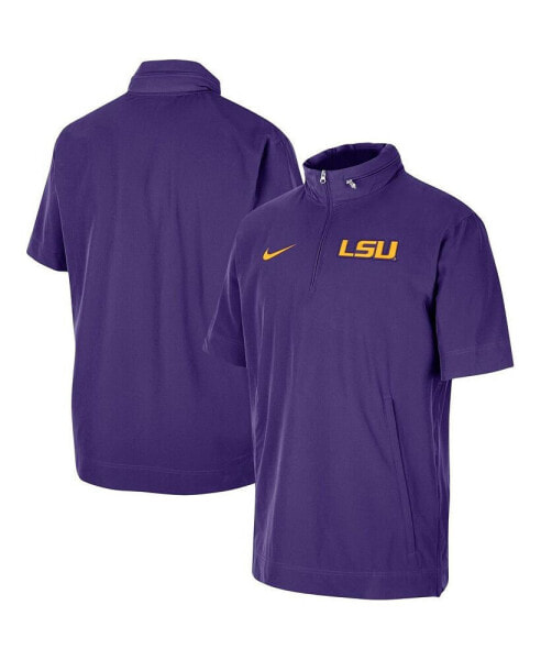 Men's Purple LSU Tigers Coaches Quarter-Zip Short Sleeve Jacket