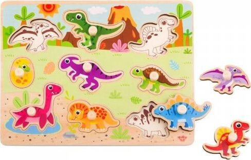 Tooky Toy TOOKY TOY Drewniane Puzzle Układanka Dinozaury Kształty