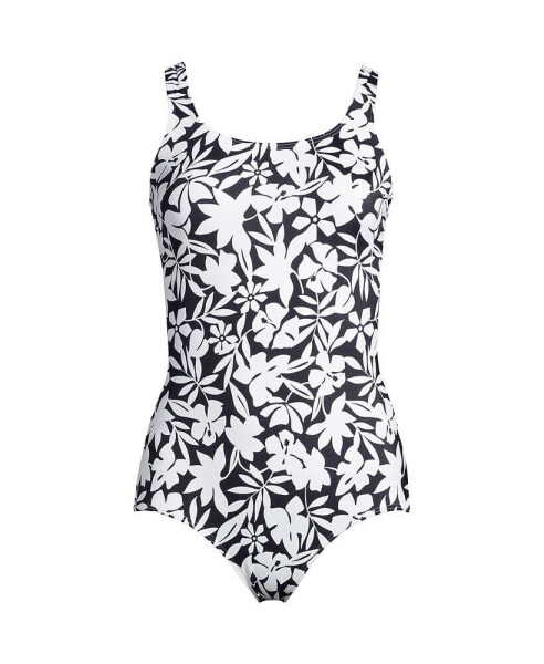 Women's D-Cup Scoop Neck Soft Cup Tugless Sporty One Piece Swimsuit Print