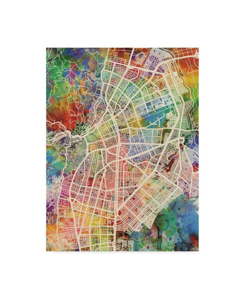 Michael Tompsett Cali Colombia City Map Canvas Art - 20" x 25"