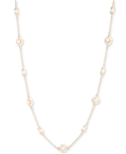 Gold-Tone Imitation Pearl Station Collar Necklace, 16" + 3" extender